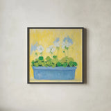 Window Box with Geraniums by Michael Clark. Shown in a sleek black glass frame for a contemporary gallery look. Available as an archival giclee rolled canvas, fine art paper, or poster print. SKU 8723a.