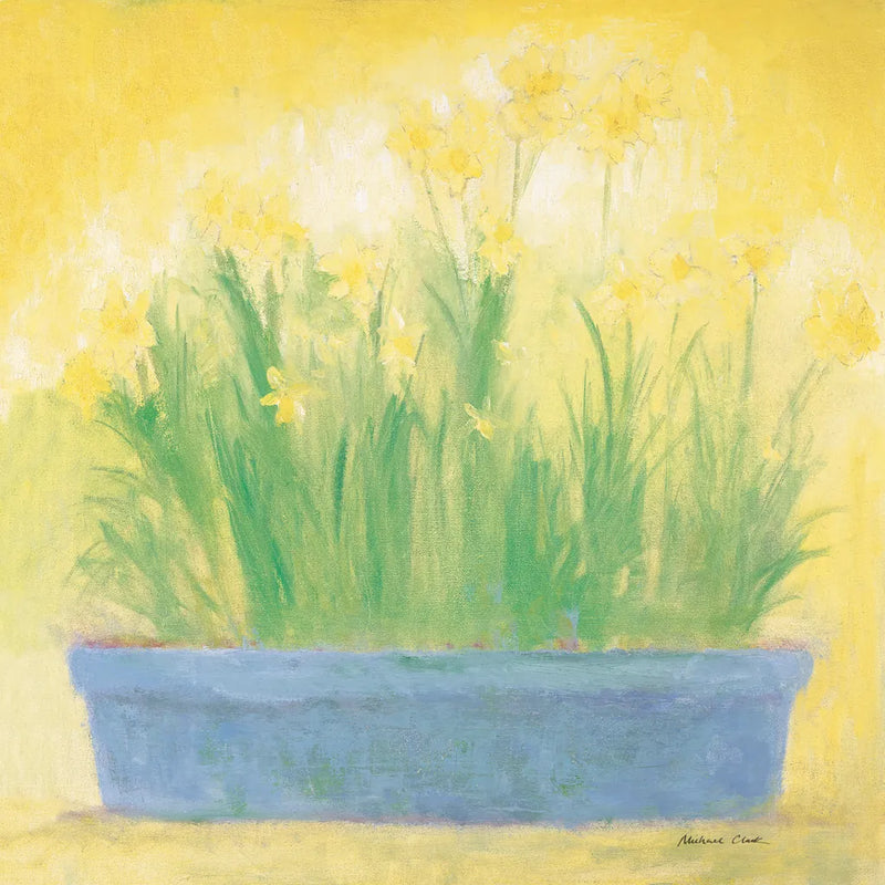Window Box with Narcissi by Michael Clark. SKU 8722a. Archival Giclee Fine art print for wall decor.