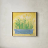 Window Box with Narcissi by Michael Clark. Shown in a natural wood glass frame for a timeless modern aesthetic. Available as an archival giclee rolled canvas, fine art paper, or poster print. SKU 8722a.