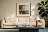 Abstract Tower by Michael Mullan. Displayed in a glass frame with matte in a clean modern living room. Available as an archival giclee rolled canvas, fine art paper, or poster print. SKU 51541a.