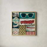American Pop II by Michael Mullan. Shown in a natural wood glass frame for a timeless modern aesthetic. Available as an archival giclee rolled canvas, fine art paper, or poster print. SKU 2701a.