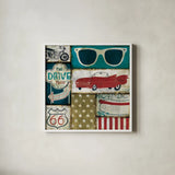 American Pop II by Michael Mullan. Shown in a crisp white glass frame for a clean and minimalist style. Available as an archival giclee rolled canvas, fine art paper, or poster print. SKU 2701a.