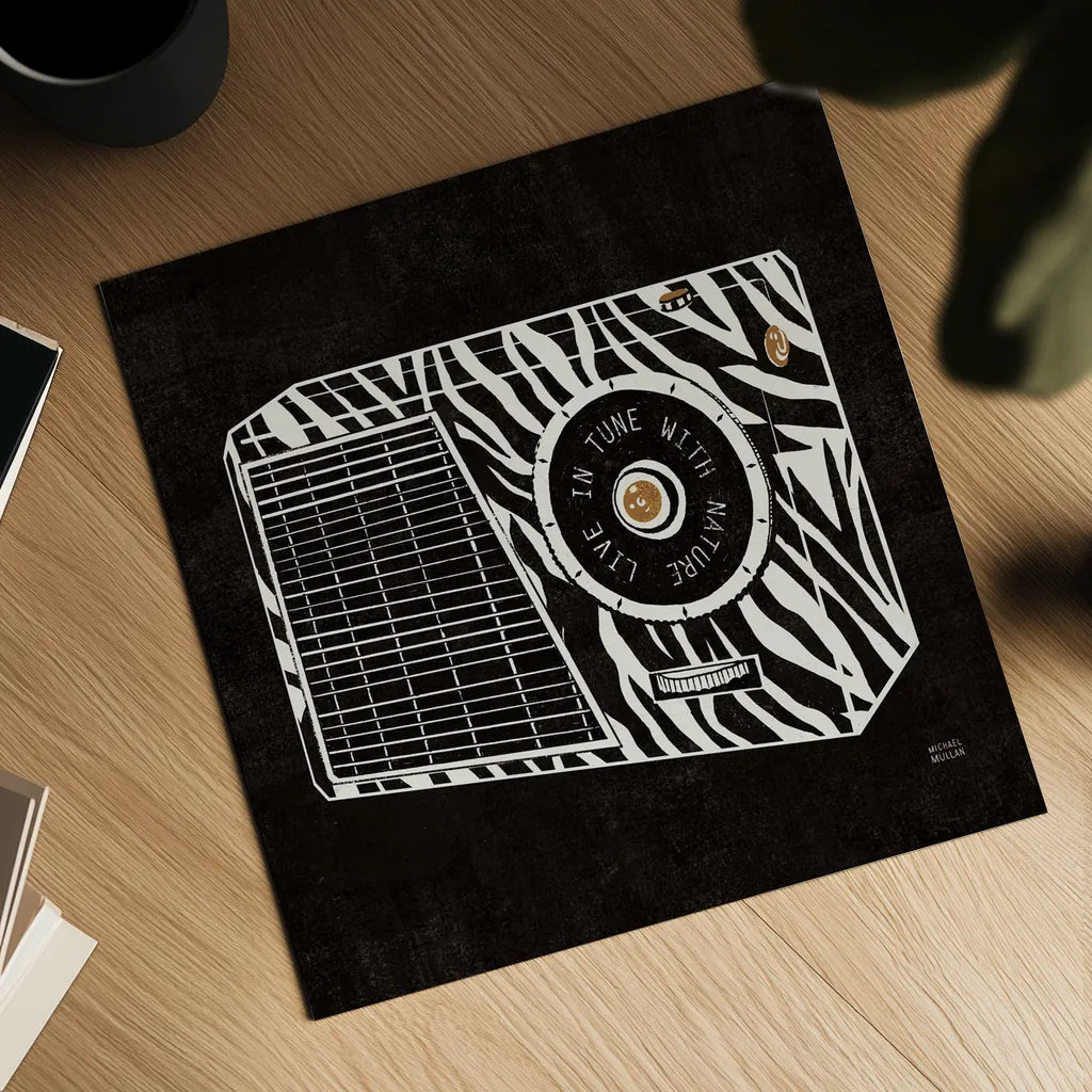 Analog Jungle Radio by Michael Mullan. Shown as a detailed flat fine art print, highlighting archival giclee quality. Available as an archival giclee rolled canvas, fine art paper, or poster print. SKU 12378a.