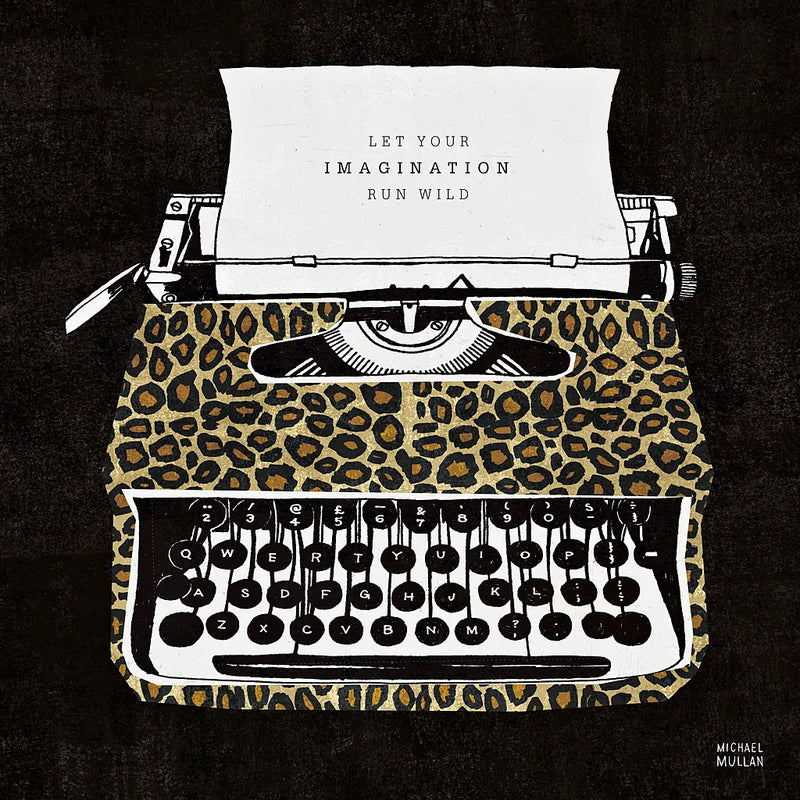 Analog Jungle Typewriter by Michael Mullan. SKU 12375a. Archival Giclee Fine art print for wall decor.