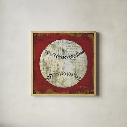 Ball I by Michael Mullan. Shown in a natural wood glass frame for a timeless modern aesthetic. Available as an archival giclee rolled canvas, fine art paper, or poster print. SKU 17573a.