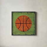 Ball II Green by Michael Mullan. Shown in a sleek black glass frame for a contemporary gallery look. Available as an archival giclee rolled canvas, fine art paper, or poster print. SKU 63514a.