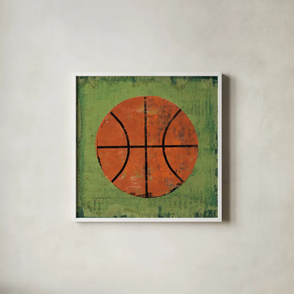 Ball II Green by Michael Mullan. Shown in a crisp white glass frame for a clean and minimalist style. Available as an archival giclee rolled canvas, fine art paper, or poster print. SKU 63514a.