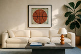 Ball II on Ivory by Michael Mullan. Displayed in a glass frame with matte in a clean modern living room. Available as an archival giclee rolled canvas, fine art paper, or poster print. SKU 23705a.