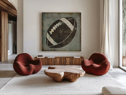 Ball III on Gray by Michael Mullan. Shown as extra-large giant wall art in a modern living room. Available as an archival giclee rolled canvas, fine art paper, or poster print. SKU 23706a.