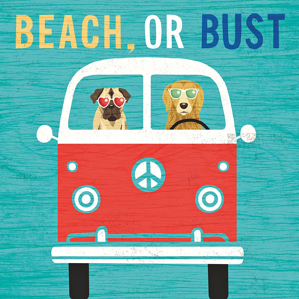 Beach Bums Bus by Michael Mullan. SKU 23269a. Archival Giclee Fine art print for wall decor.