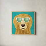 Beach Bums Golden I by Michael Mullan. Shown in a natural wood glass frame for a timeless modern aesthetic. Available as an archival giclee rolled canvas, fine art paper, or poster print. SKU 23284a.
