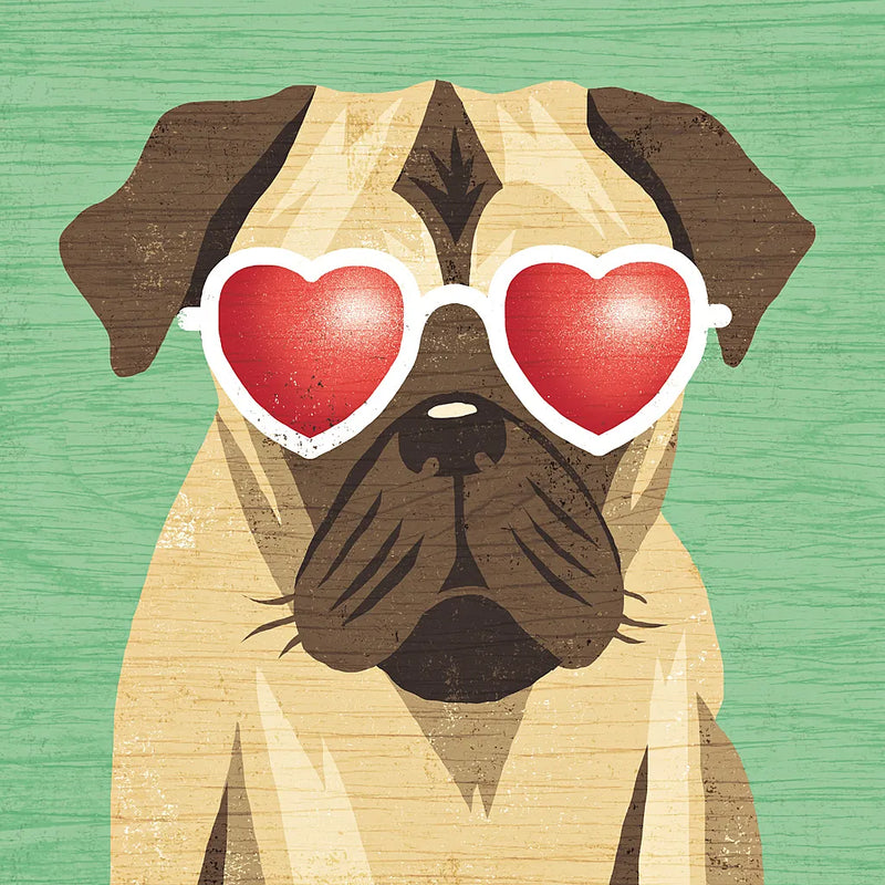 Beach Bums Pug I by Michael Mullan. SKU 23281a. Archival Giclee Fine art print for wall decor.