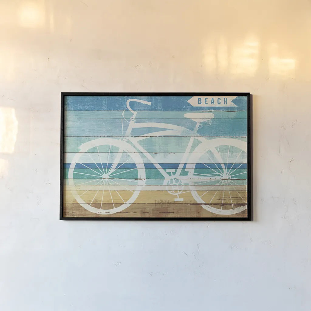 Beachscape Cruiser II by Michael Mullan. shown as a paper print in a black flame. Available as a archival giclee rolled canvas, fine art paper, or poster print. SKU 23115i.