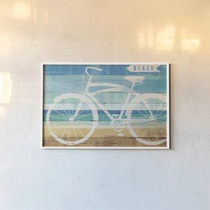 Beachscape Cruiser II by Michael Mullan. shown as a paper print in a white frame. Available as a archival giclee rolled canvas, fine art paper, or poster print. SKU 23115i.