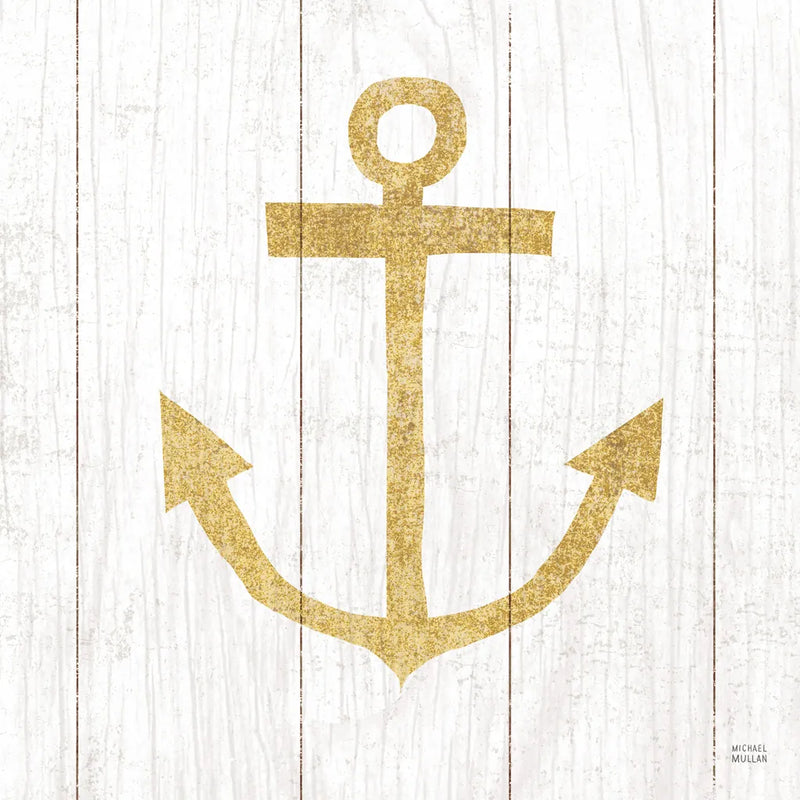 Beachscape III Anchor Gold Neutral by Michael Mullan. SKU 23136a. Archival Giclee Fine art print for wall decor.