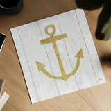 Beachscape III Anchor Gold Neutral by Michael Mullan. Shown as a detailed flat fine art print, highlighting archival giclee quality. Available as an archival giclee rolled canvas, fine art paper, or poster print. SKU 23136a.