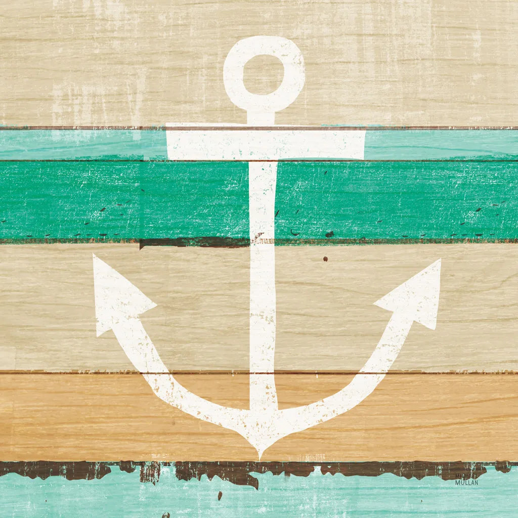 Beachscape III Anchor Green by Michael Mullan. SKU 63519a. Archival Giclee Fine art print for wall decor.