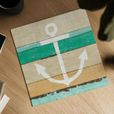 Beachscape III Anchor Green by Michael Mullan. Shown as a detailed flat fine art print, highlighting archival giclee quality. Available as an archival giclee rolled canvas, fine art paper, or poster print. SKU 63519a.