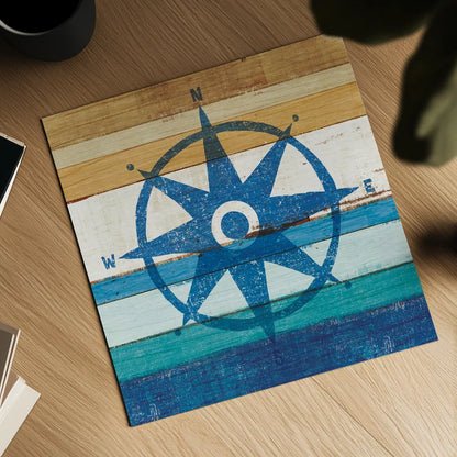 Beachscape IV Compass by Michael Mullan. Shown as a detailed flat fine art print, highlighting archival giclee quality. Available as an archival giclee rolled canvas, fine art paper, or poster print. SKU 23131a.