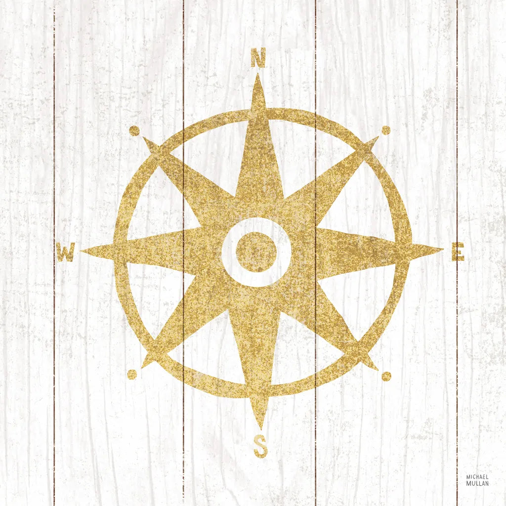 Beachscape IV Compass Gold Neutral by Michael Mullan. SKU 23137a. Archival Giclee Fine art print for wall decor.