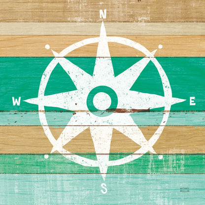 Beachscape IV Compass Green by Michael Mullan. SKU 63520a. Archival Giclee Fine art print for wall decor.