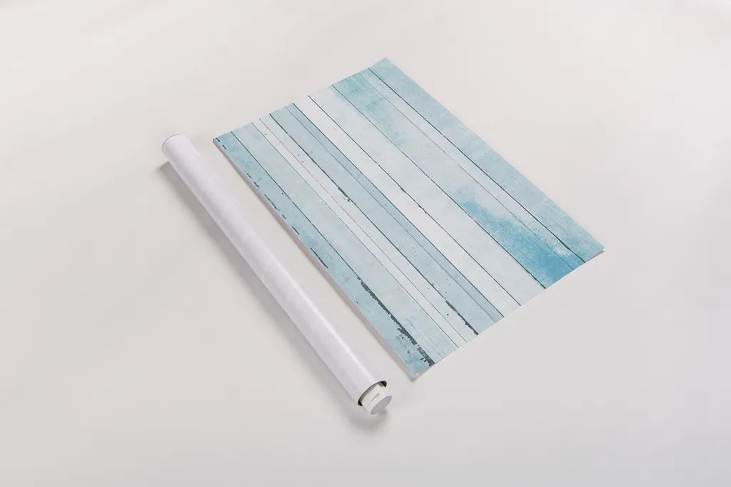 Beachscape IX blue by Michael Mullan. shown as a rolled paper print. Available as archival giclee rolled canvas, fine art paper, or poster print. SKU 44984i.