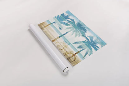 Beachscape Palms I by Michael Mullan. shown as a rolled paper print. Available as archival giclee rolled canvas, fine art paper, or poster print. SKU 23152i.
