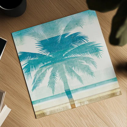 Beachscape Palms II by Michael Mullan. Shown as a detailed flat fine art print, highlighting archival giclee quality. Available as an archival giclee rolled canvas, fine art paper, or poster print. SKU 23153a.