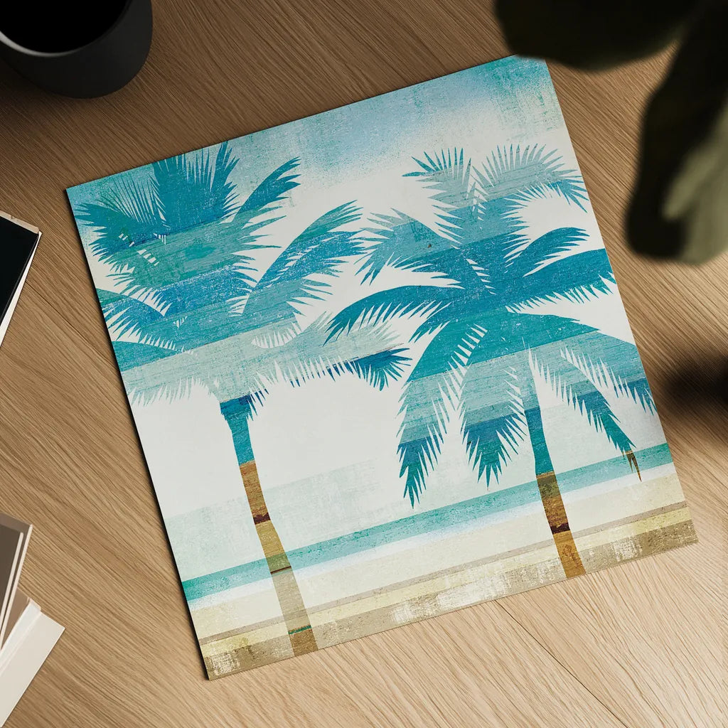 Beachscape Palms III by Michael Mullan. Shown as a detailed flat fine art print, highlighting archival giclee quality. Available as an archival giclee rolled canvas, fine art paper, or poster print. SKU 23154a.