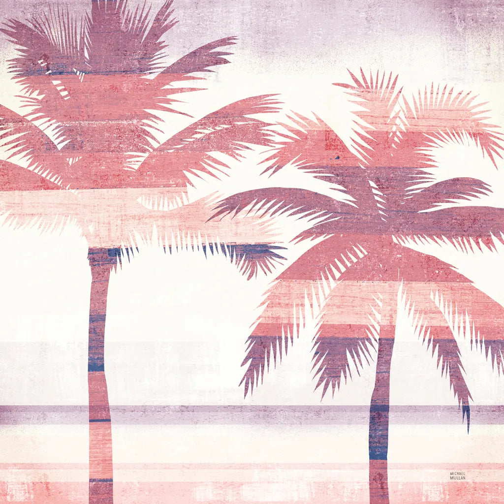 Beachscape Palms III Pink Purple by Michael Mullan. SKU 36333a. Archival Giclee Fine art print for wall decor.