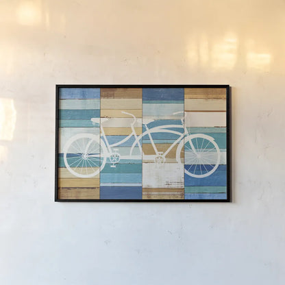 Beachscape Tandem Cruiser by Michael Mullan. shown as a paper print in a black flame. Available as a archival giclee rolled canvas, fine art paper, or poster print. SKU 23116i.