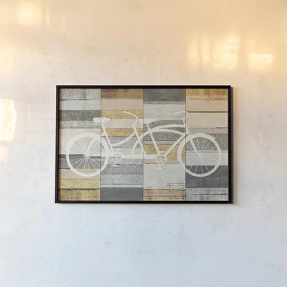 Beachscape Tandem Cruiser Gold Neutral by Michael Mullan. shown as a paper print in a black flame. Available as a archival giclee rolled canvas, fine art paper, or poster print. SKU 23117i.