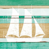 Beachscape V Boat Green by Michael Mullan. SKU 63521a. Archival Giclee Fine art print for wall decor.