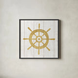 Beachscape VI Helm Gold Neutral by Michael Mullan. Shown in a sleek black glass frame for a contemporary gallery look. Available as an archival giclee rolled canvas, fine art paper, or poster print. SKU 23139a.