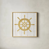Beachscape VI Helm Gold Neutral by Michael Mullan. Shown in a natural wood glass frame for a timeless modern aesthetic. Available as an archival giclee rolled canvas, fine art paper, or poster print. SKU 23139a.