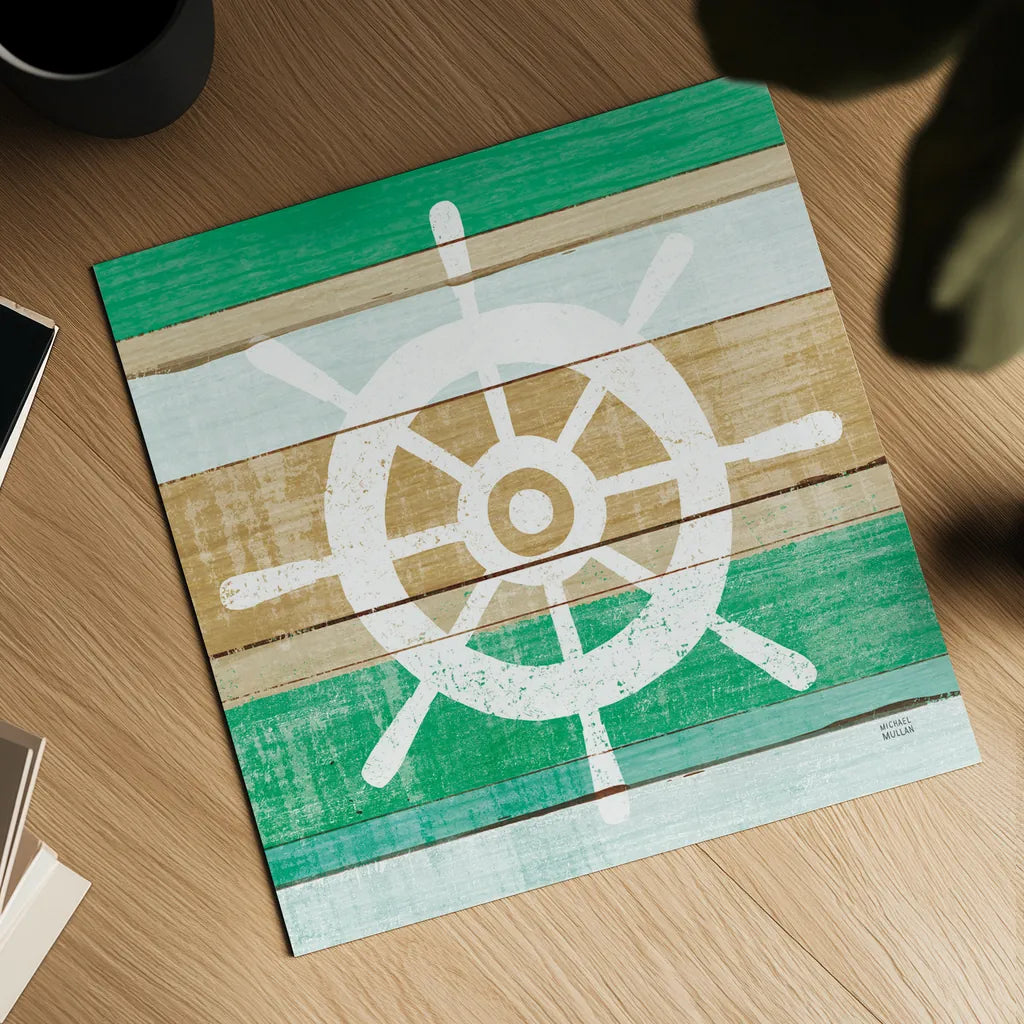 Beachscape VI Helm Green by Michael Mullan. Shown as a detailed flat fine art print, highlighting archival giclee quality. Available as an archival giclee rolled canvas, fine art paper, or poster print. SKU 63522a.