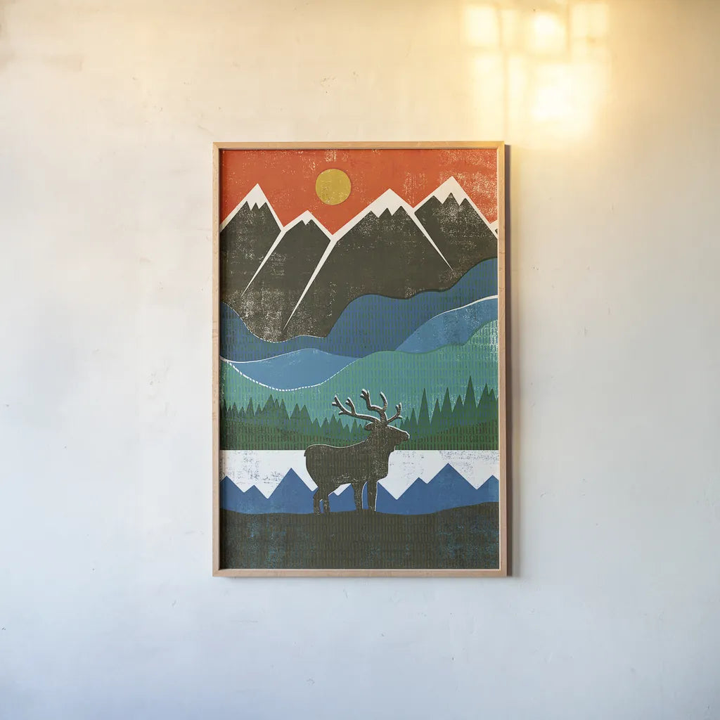 Big Sky I No Words by Michael Mullan. shown as a paper print in a natural frame. Available as a archival giclee rolled canvas, fine art paper, or poster print. SKU 29881h.