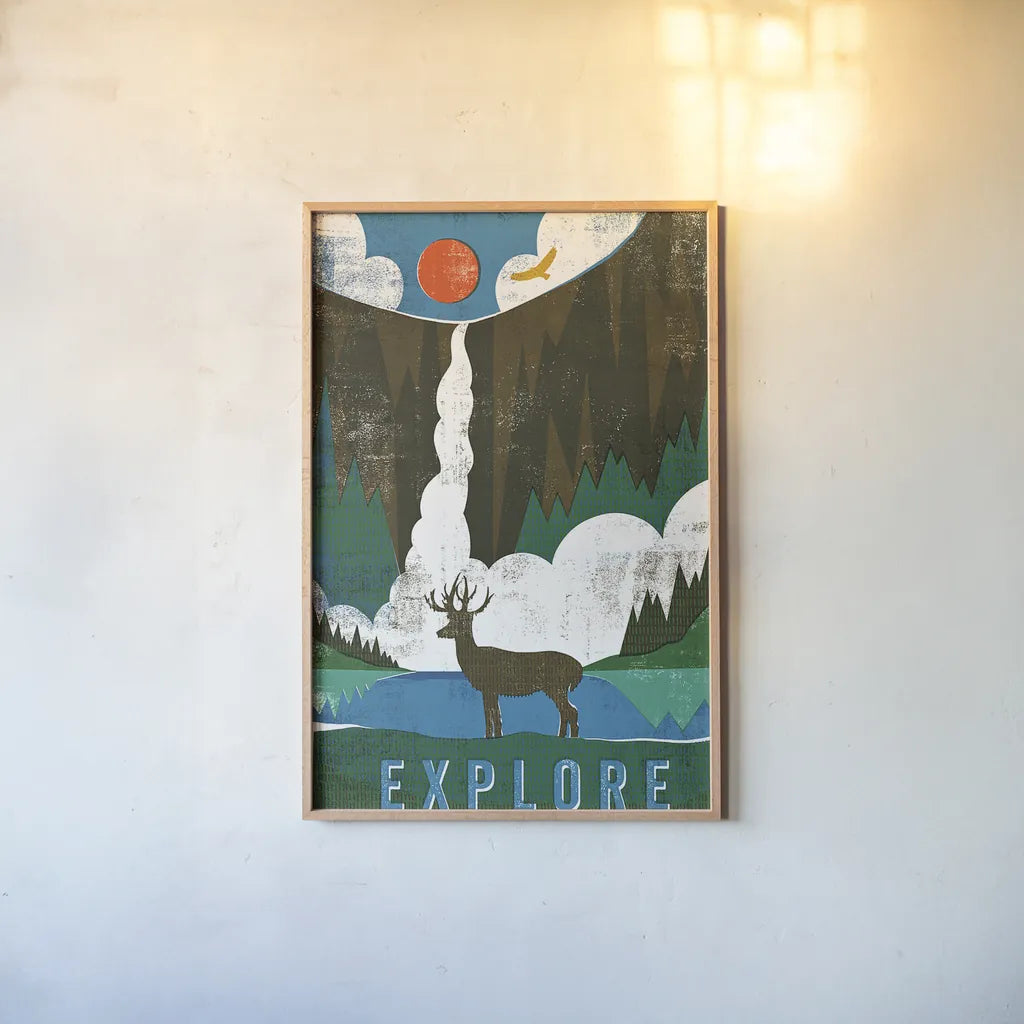 Big Sky II by Michael Mullan. shown as a paper print in a natural frame. Available as a archival giclee rolled canvas, fine art paper, or poster print. SKU 23655h.