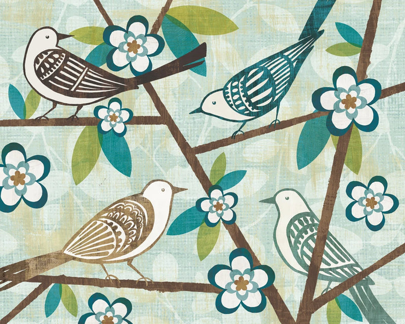 Bird Watching Teal and Brown 20x16 by Michael Mullan