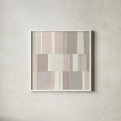 Blush Abstract by Michael Mullan. Shown in a crisp white glass frame for a clean and minimalist style. Available as an archival giclee rolled canvas, fine art paper, or poster print. SKU 42721a.