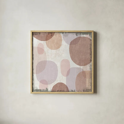 Blush Drips I by Michael Mullan. Shown in a natural wood glass frame for a timeless modern aesthetic. Available as an archival giclee rolled canvas, fine art paper, or poster print. SKU 42722a.