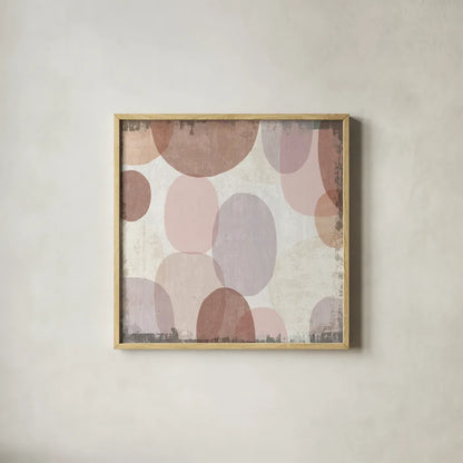 Blush Drips II by Michael Mullan. Shown in a natural wood glass frame for a timeless modern aesthetic. Available as an archival giclee rolled canvas, fine art paper, or poster print. SKU 42723a.