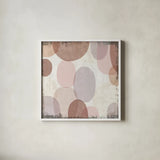 Blush Drips II by Michael Mullan. Shown in a crisp white glass frame for a clean and minimalist style. Available as an archival giclee rolled canvas, fine art paper, or poster print. SKU 42723a.