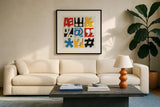 Bold Statement Vintage by Michael Mullan. Displayed in a glass frame with matte in a clean modern living room. Available as an archival giclee rolled canvas, fine art paper, or poster print. SKU 61131a.