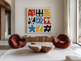 Bold Statement Vintage by Michael Mullan. Shown as extra-large giant wall art in a modern living room. Available as an archival giclee rolled canvas, fine art paper, or poster print. SKU 61131a.
