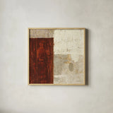 Cayenne Square I by Michael Mullan. Shown in a natural wood glass frame for a timeless modern aesthetic. Available as an archival giclee rolled canvas, fine art paper, or poster print. SKU 50416a.