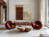 Cayenne Square I by Michael Mullan. Shown as extra-large giant wall art in a modern living room. Available as an archival giclee rolled canvas, fine art paper, or poster print. SKU 50416a.