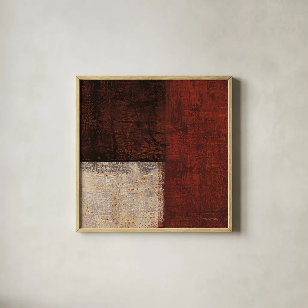 Cayenne Square II by Michael Mullan. Shown in a natural wood glass frame for a timeless modern aesthetic. Available as an archival giclee rolled canvas, fine art paper, or poster print. SKU 50417a.