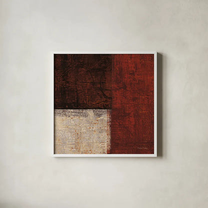 Cayenne Square II by Michael Mullan. Shown in a crisp white glass frame for a clean and minimalist style. Available as an archival giclee rolled canvas, fine art paper, or poster print. SKU 50417a.