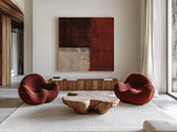 Cayenne Square II by Michael Mullan. Shown as extra-large giant wall art in a modern living room. Available as an archival giclee rolled canvas, fine art paper, or poster print. SKU 50417a.